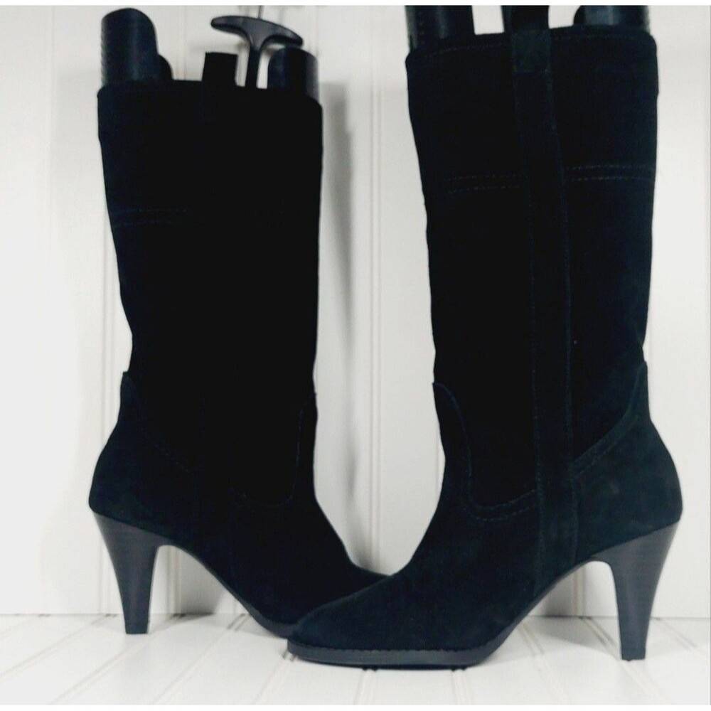 Nine & Co Boots Women's Boots Size 7.5 Black Suede Mid-Calf 3.5 High Heel